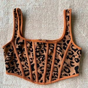 SHEIN Animal Print Cropped Corset Tank Top Cheetah Size S US 4
